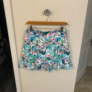 Tommy Bahama Tropical Floral Mini Skirt - Blue and Pink
